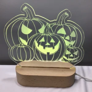 Lampe acrylique halloween citrouille 2