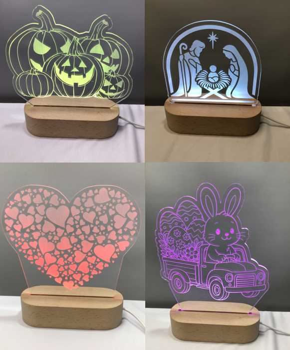 Ensemble des 4 themes de lampe en acrylique